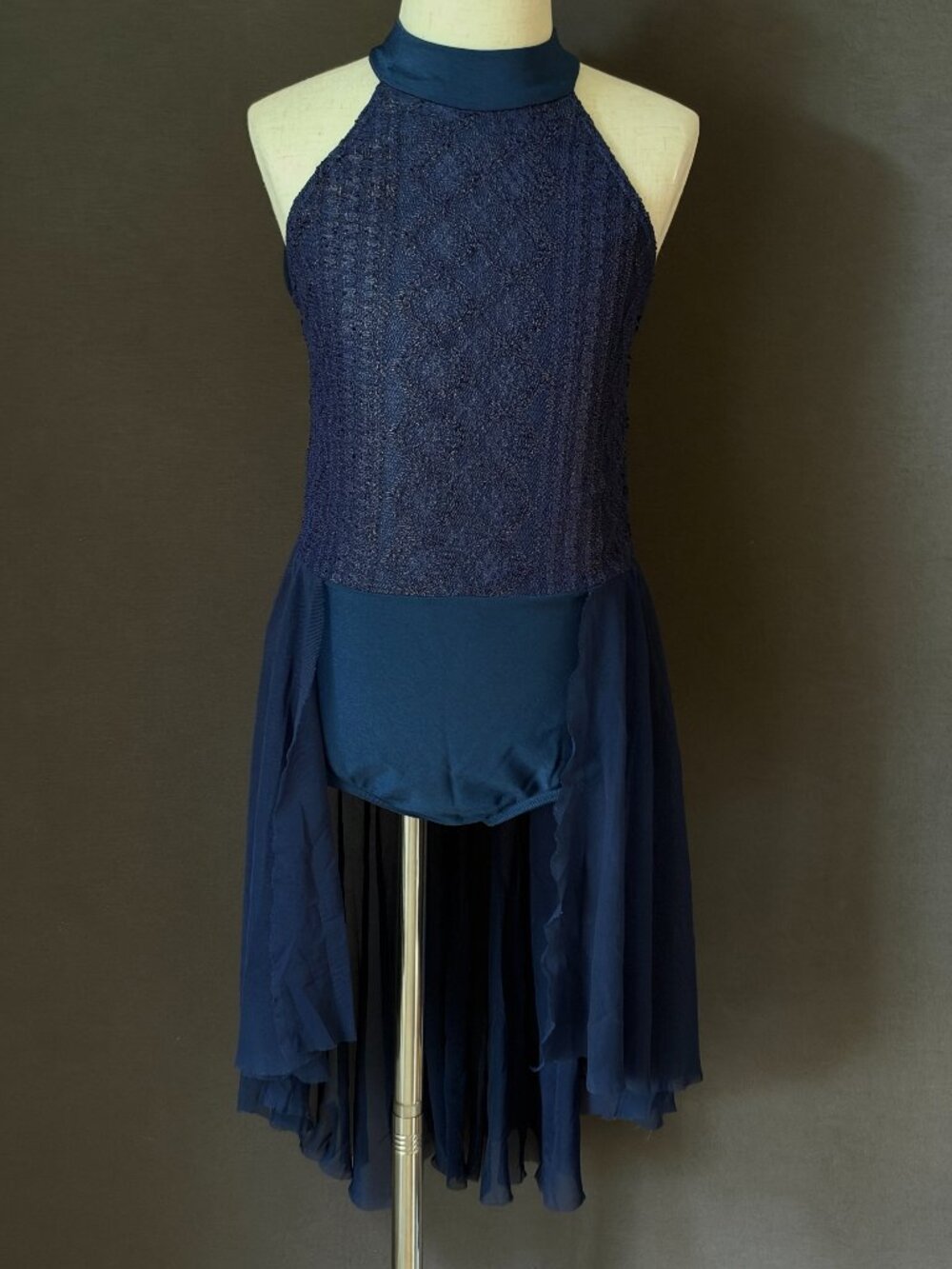 Revolution Navy Lace High Neck Lyrical Dance Costume Strappy Back RC21554 MC